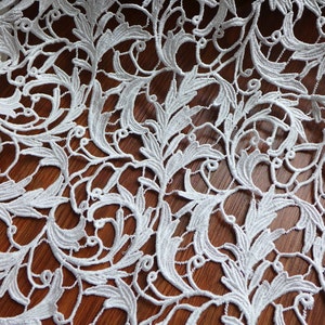 Venice Guipure Fabric White Lace Fabric for Wedding Lace Bridal Elegant Dress Fabric 45.3&quot; Wide