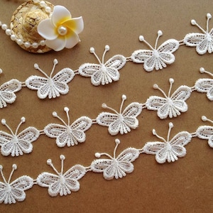 Chic Venise Butterfly Lace Trim Ivory Butterfly Lace Applique For Weddings, Scrapbooks, Dolls, Embellishment