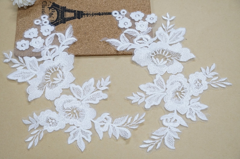 Off White Lace Flower Applique Bridal Appliques Wedding Lace Etsy