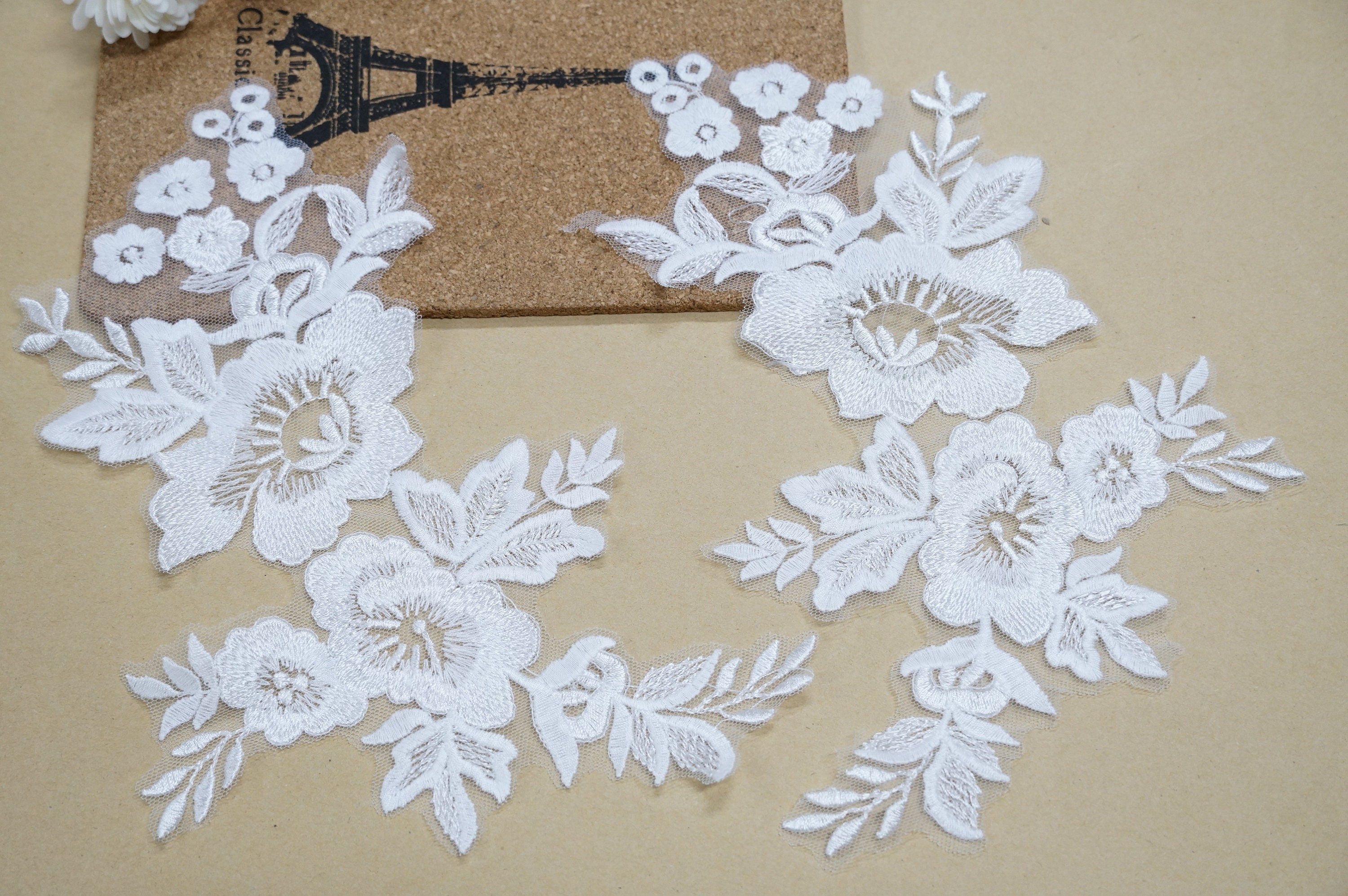 Off White Lace Flower Applique Bridal Appliques Wedding Lace Etsy