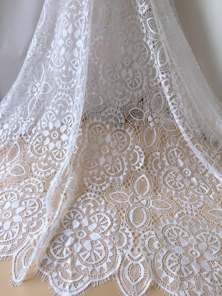 Retro Style Chantilly Lace French Lace Fabric in Black / off - Etsy