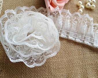 Vintage White Lace Trim, Ribbon and Lace, Craft Supplies, Sewing Trim, 2 Yards