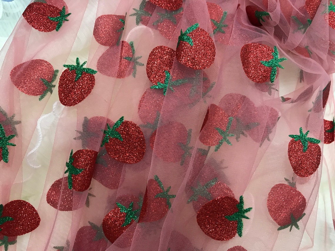 strawberry print tulle