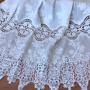 Off white Cotton Lace Fabric by Yard, retro cotton eyelet fabric, bridal dress fabric, curtains or clothing sewing