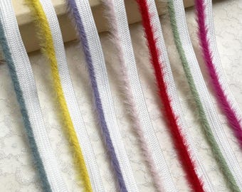 21 Colors - Faux Rabbit Fur Trim, Piping Trim Cord with Pile for Cuff,  Millinery, Cushion Decor, Crafts Sewing Accessories, 19 per Roll