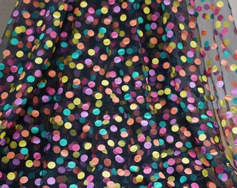 Polka Dot Fabric, Round Circle Tulle Fabric, Soft Colorful Dots Tulle Lace Fabric for Doll Dress, Flower Girl Dress, Costumes