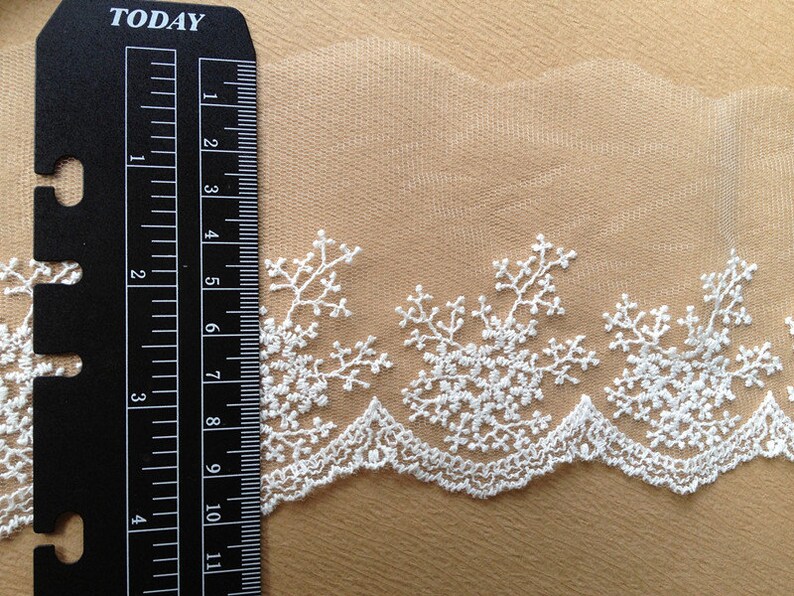 White Embroidery Lace Snowflake Trim Bridal Lace Wedding Etsy