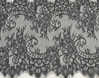 Black Lace Table Runners - Chantilly Eyelash Lace Trim - Wedding Decor Accessories - Party Decor