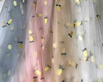 Pretty lace fabric with pineapple pattern on soft tulle fabric for tutu dress, girls dress, tulle skirt or lace curtain