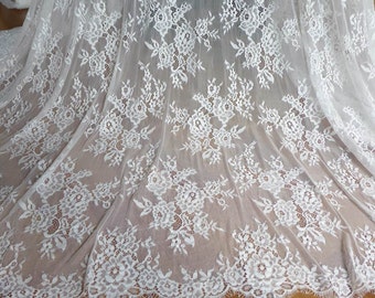 BEAUTIFUL White Fabric Soft Floral Lace Fabric 60" wide for Bridal Wedding Apparel Fabrics Supply