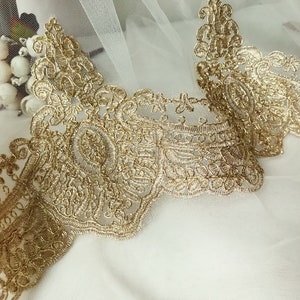 Retro Alençon Estilo Renda Ouro Cordão Renda Trim para Véus, Vestidos, Ligas