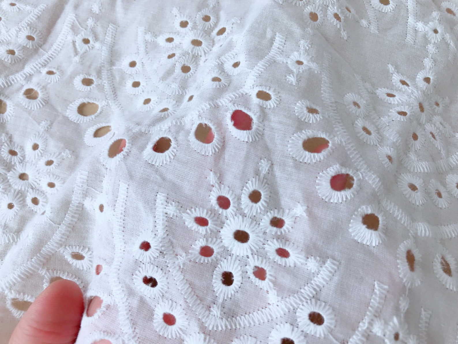 Eyelet Fabric by the Yard 100 Cotton Lace Fabric off White Etsy