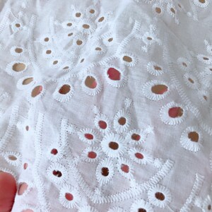 Eyelet fabric by the yard, 100% cotton lace fabric, off white scalloped fabric, retro style eyelet trim fabric image 7