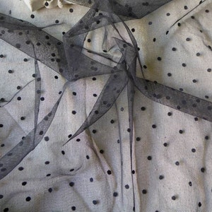 Schwarzer Spitzenstoff, Polka Dots Tüllspitze, Tutu Kleiderstoff, Fascinator, Brautkleider