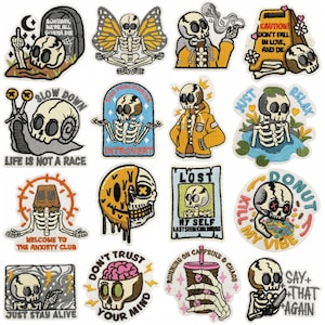 Iron On Skull Embroidered Patch, Cartoon Fun Decorative Patch, Clothing, Shoulder Bag, Cap, T-shirt Patch