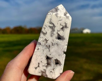 Druzy Snow Agate Tower