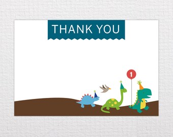 Custom Dinosaur Thank You Notes - PDF Printable