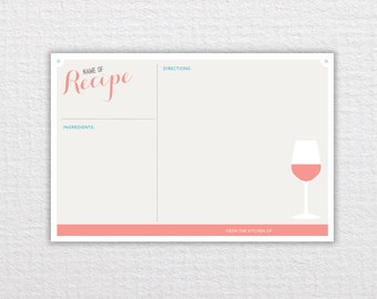 Recipe Cards - Wine Theme - PDF Printable