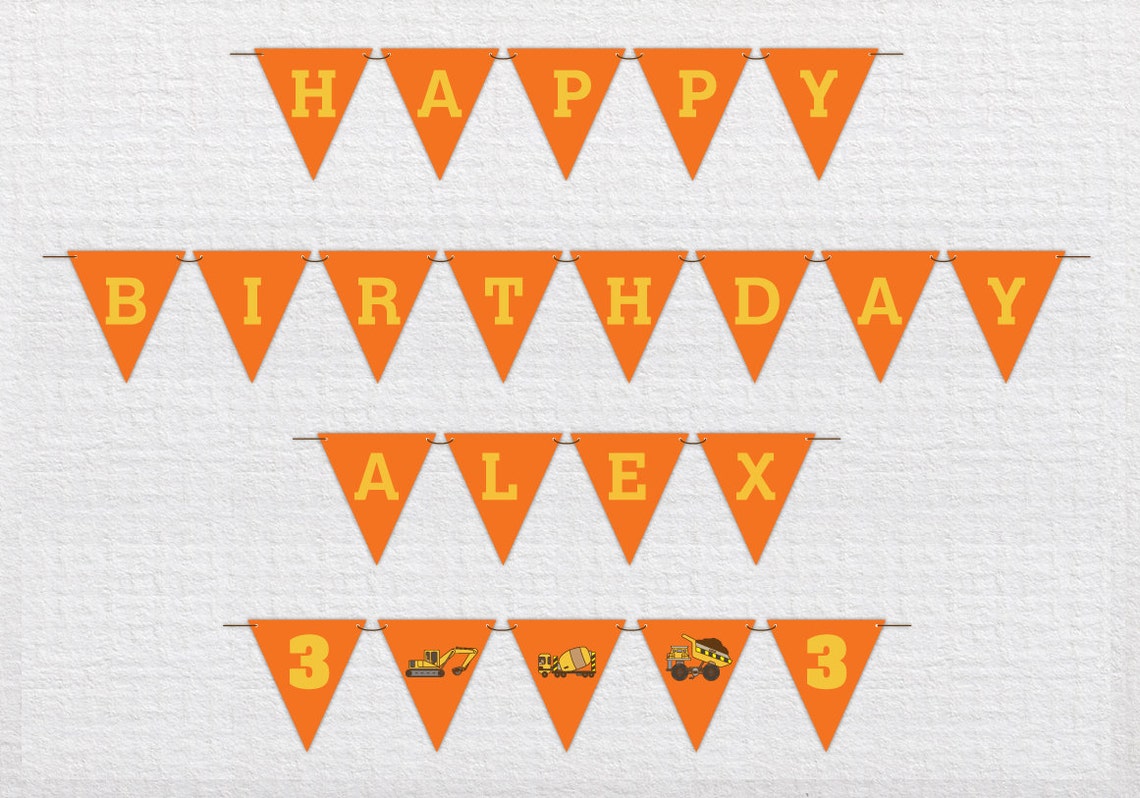 Custom Digger Birthday Banner PDF Printable Etsy
