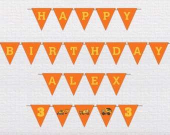 Custom Digger Birthday Banner - PDF Printable