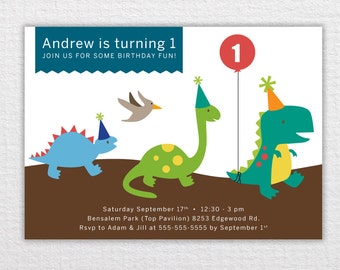 Custom Dinosaur Birthday Invitation - PDF Printable