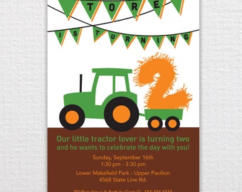 Custom Tractor Birthday Invitation - PDF Printable