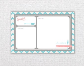 Chevron Recipe Cards - PDF Printable