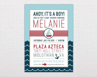 Custom Nautical Baby Shower Invitation - PDF Printable