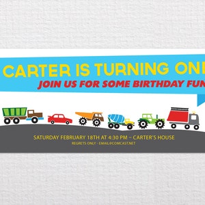 Custom Truck Birthday Invitation - PDF Printable