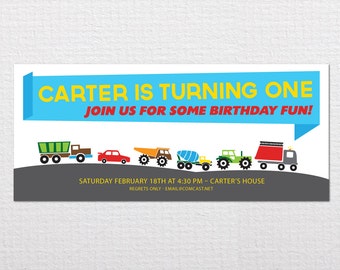 Custom Truck Birthday Invitation - PDF Printable