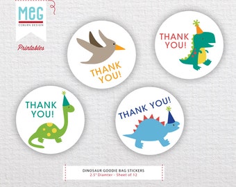Custom Dinosaur Birthday Stickers - PDF Printable