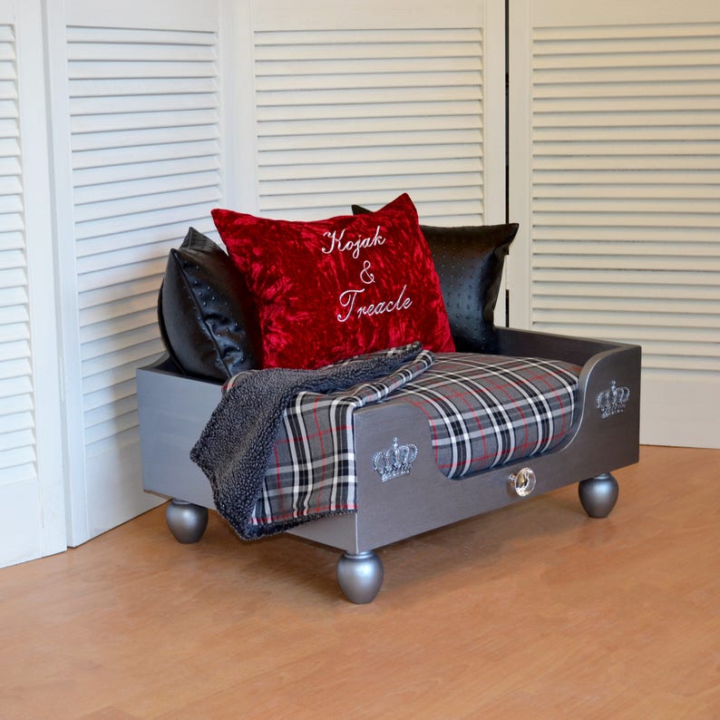 Personalised Dog Bed Luxury Dog Bed Silver Dog bed Tartan Etsy