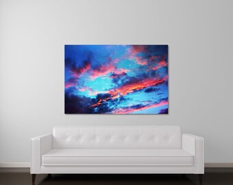Canvas Gallery Wrap, Large Sunset Wall Art, Cloud Canvas Art, Modern Photography
