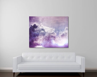 Modern Cloud Photography, Large Purple Wall Art, Living Room Art, Purple Abstract Art