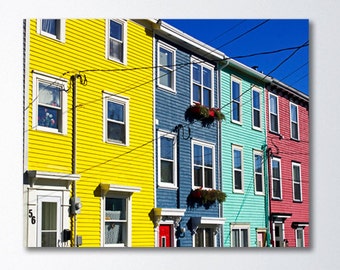 Newfoundland Canvas Art, JellyBean Row Art, Downtown St. John's Houses, Canvas Gallery Wrap