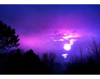 Purple Wall Art, Moon Photography, Magical Art Print, Modern Celestial Decor