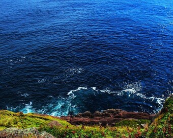 Cape Spear Newfoundland Art, Ocean Photography, Cliff Photography, Dark Blue Decor, Modern Wall Art, Newfoundland Artist Heidi Fry