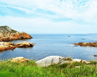 Fogo Island Photography, Newfoundland Landscape Art Print, Fishing Boat Art, "A New Day"