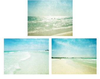 Beach Art Set, Florida Art Set, Ocean Photography Set, Set of 3 Prints, Beach Wall Art, Florida Photography, Siesta Key, Sarasota