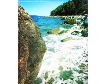 Ocean Photography, Rocky Beach Art, Coastline Art, Topsail Beach, Newfoundland Art