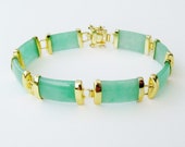 Pale Green Bracelet Gold Tone Cuff Faux Agate Marble Effect Linked Lucite Art Deco Style