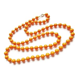 Orange Long Necklace Pale Apricot Plain Simple Flapper Style