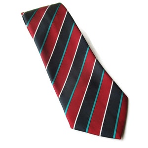 Striped Tie Crimson Navy Emerald Green Diagonal Stripes Vintage C & A