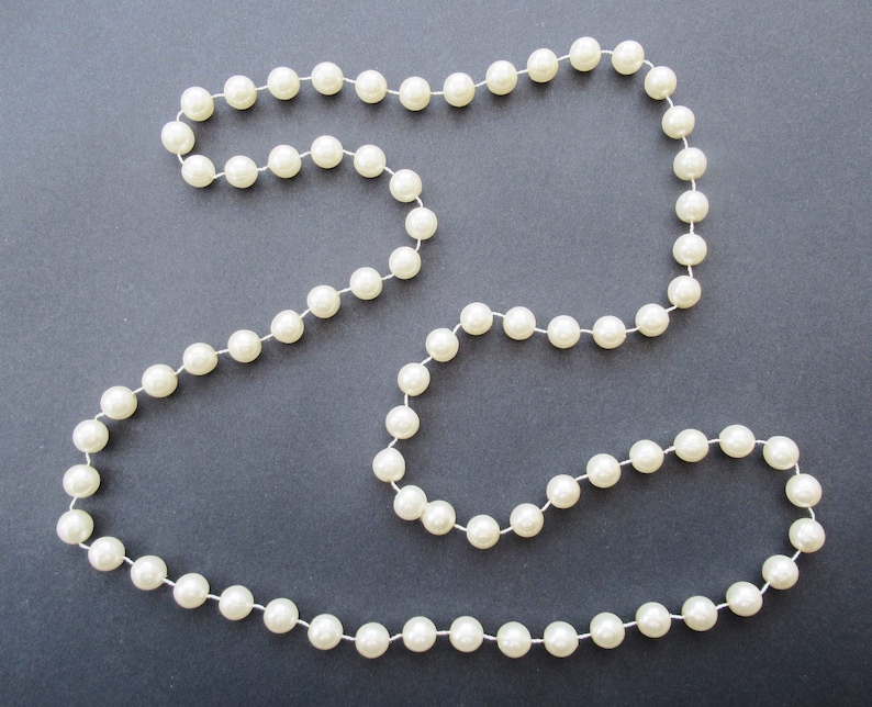 Chunky Pearl Necklace Long Faux Pearls Off White Ivory Large Bead Classic Smart Simple Jewellery