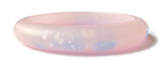 Pale Pink Frosted Bangle Pastel Candy Tone Embedd… - image 5