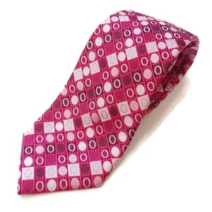 Red Pink Vintage Tie Silk Geometric Pattern Jeff Banks