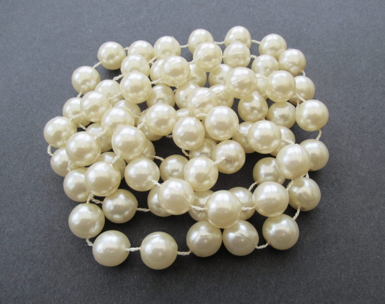 Chunky Pearl Necklace Long Faux Pearls Off White Ivory Large Bead Classic Smart Simple Jewellery