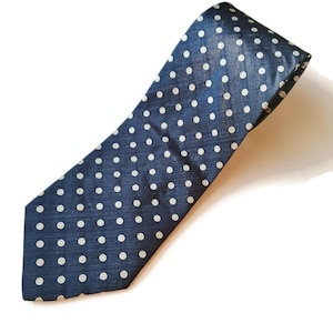 Steel Blue Grey Polka Dot Tie 1990s Italian Silk Spotted Necktie