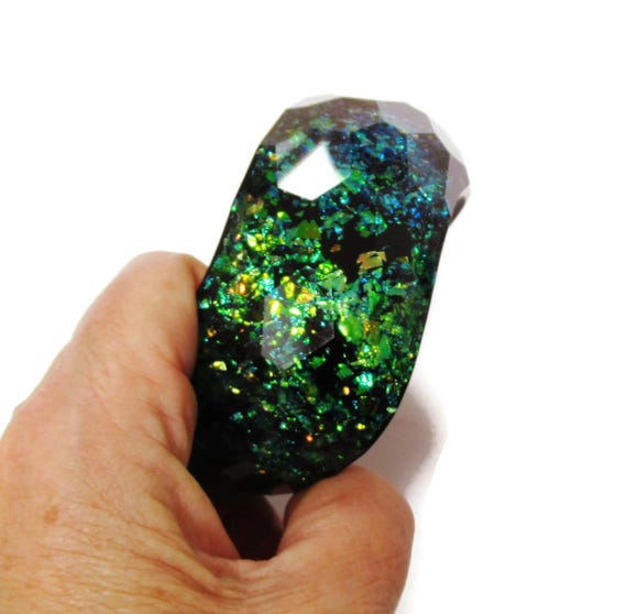 Iridescent Statement Bangle Metallic Glittery Con… - image 6