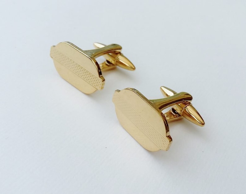 Gold Tone Cuff Links Modernist Embossed Surface Texture Classic Understated Cufflinks Gifts For Him Men/'s Jewellery